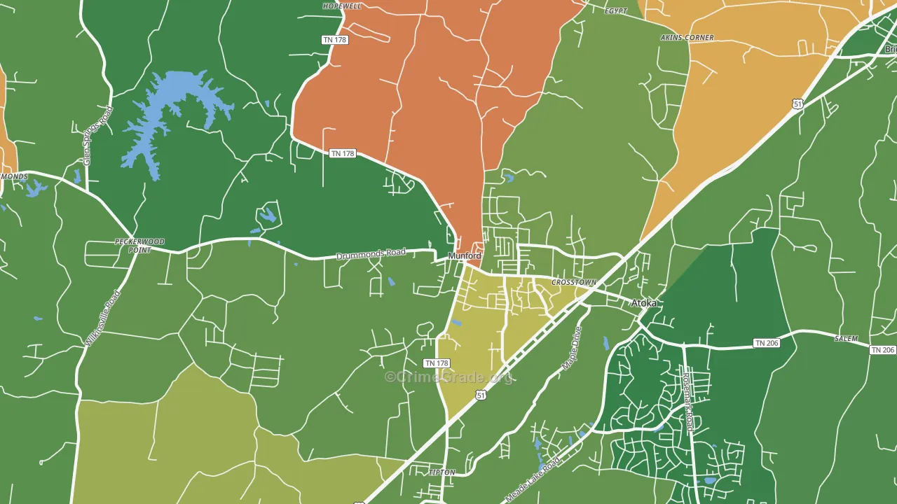 Munford, TN Map of Vandalism Rates