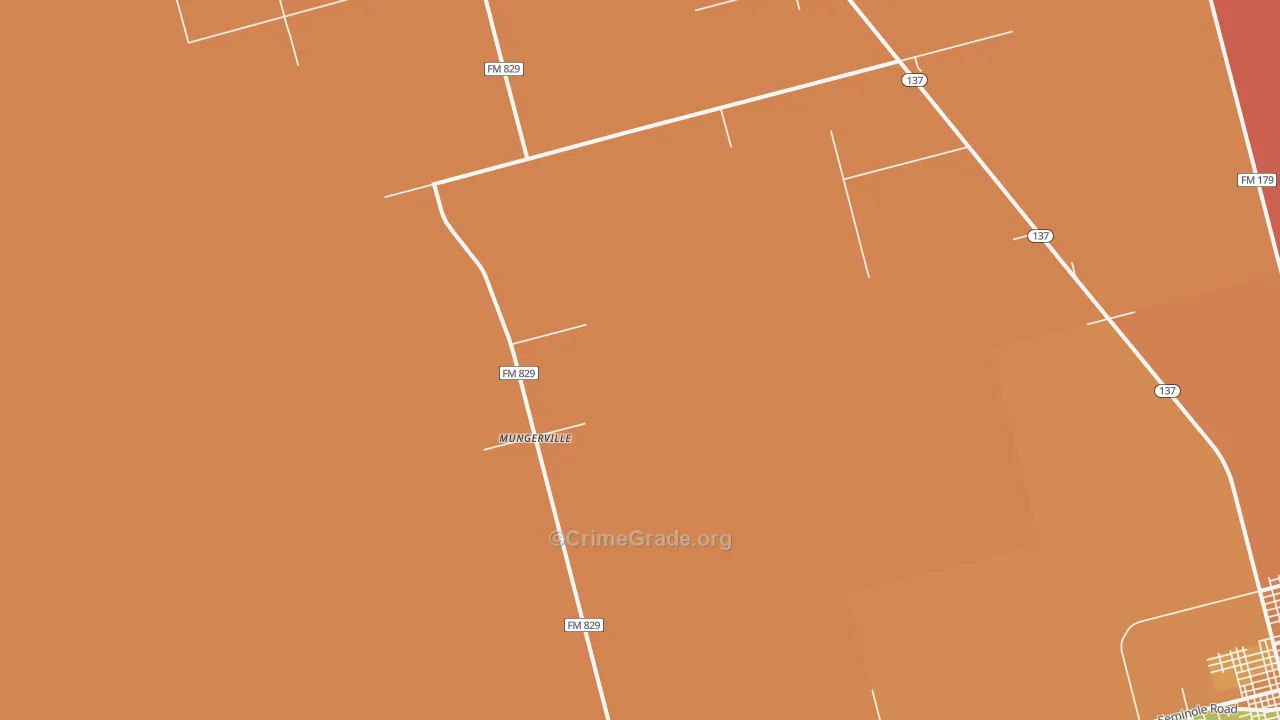 Mungerville, TX Map of Vandalism Rates