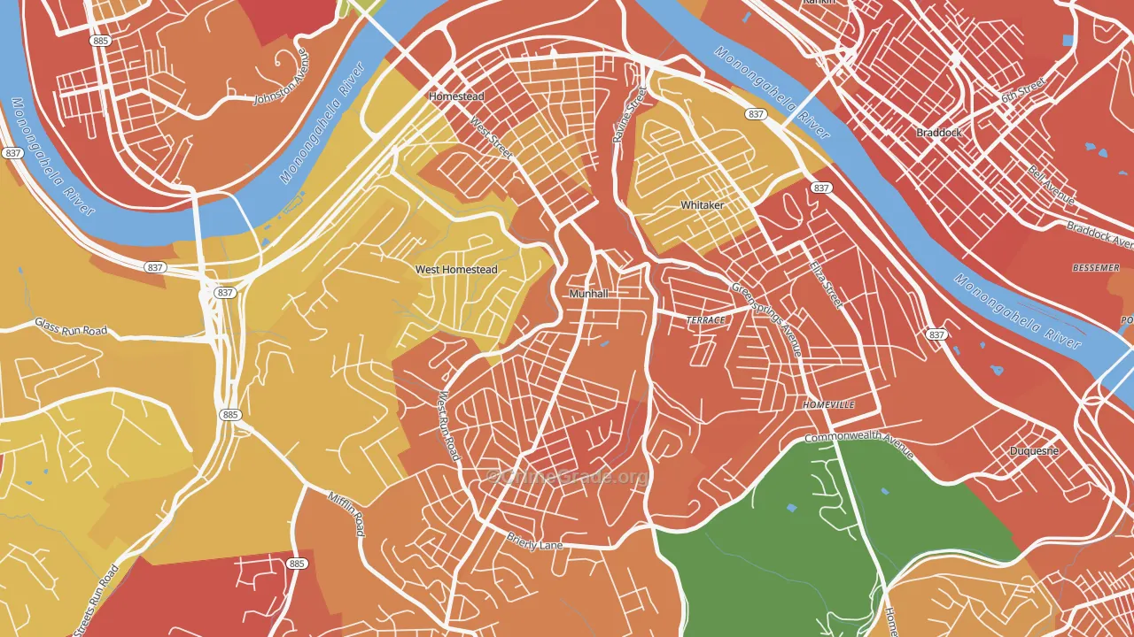Munhall, PA Map of Vandalism Rates