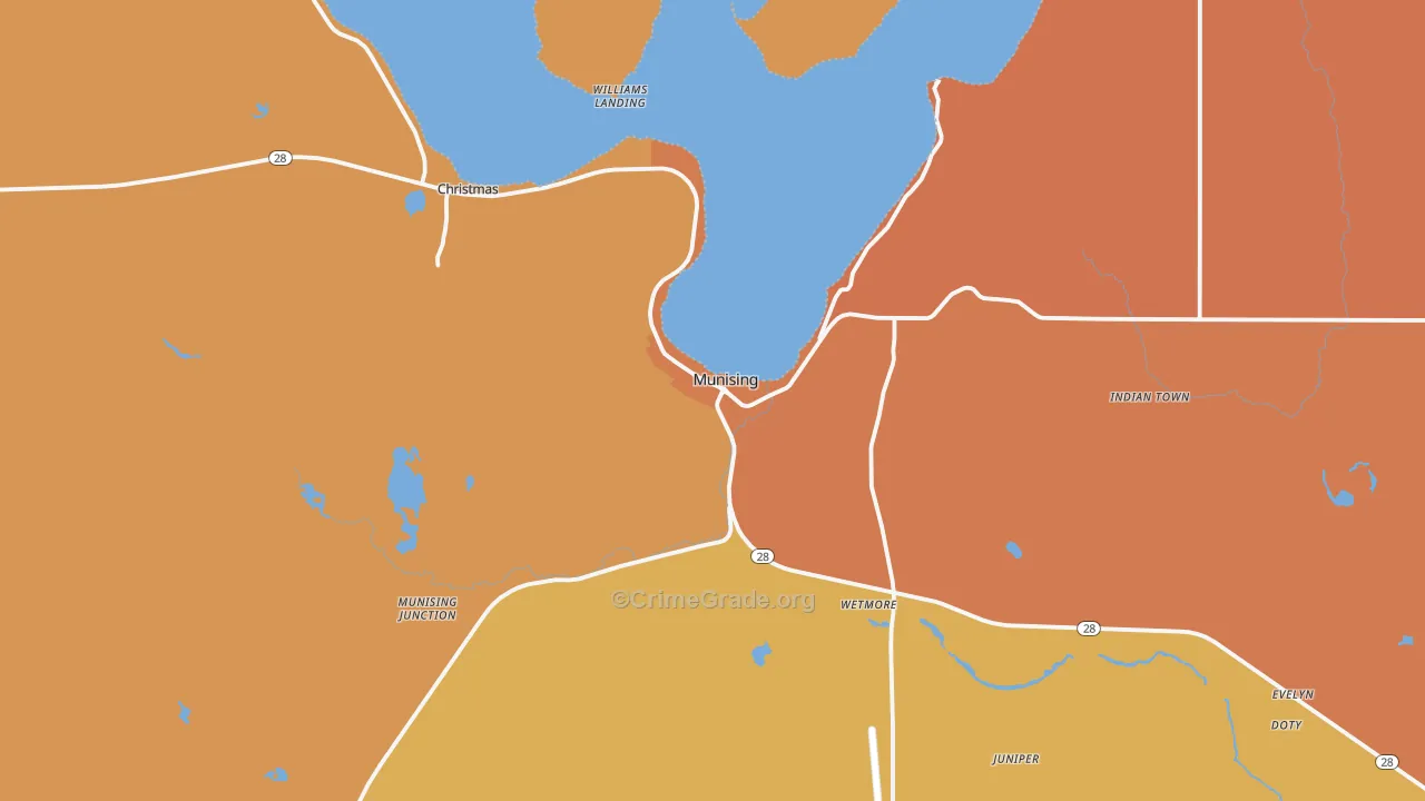 Munising, MI Map of Vandalism Rates