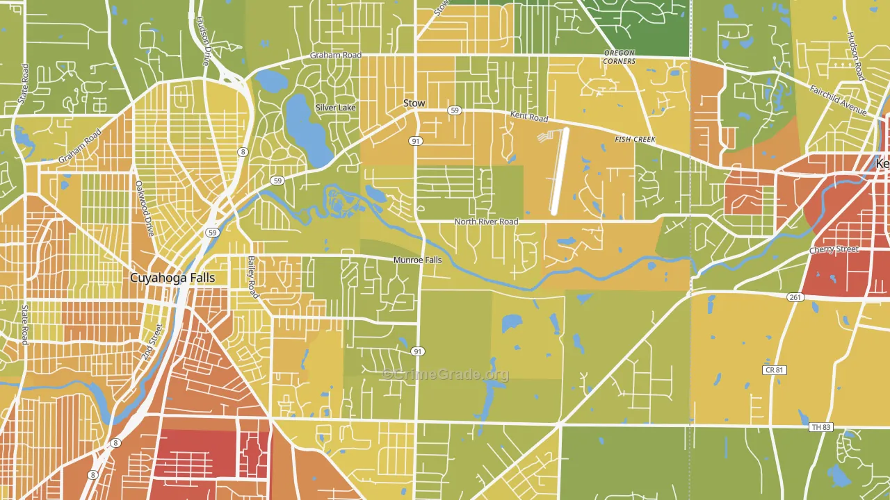 Munroe Falls, OH Map of Vandalism Rates
