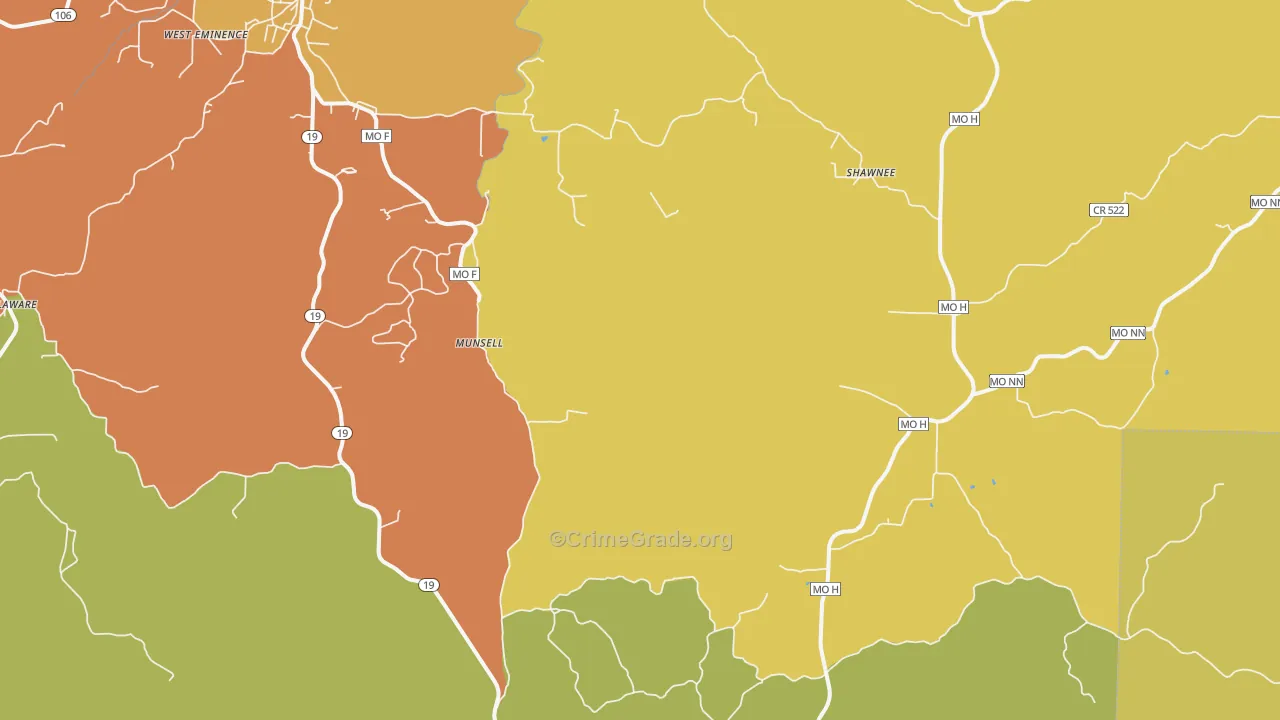 Munsell, MO Map of Vandalism Rates