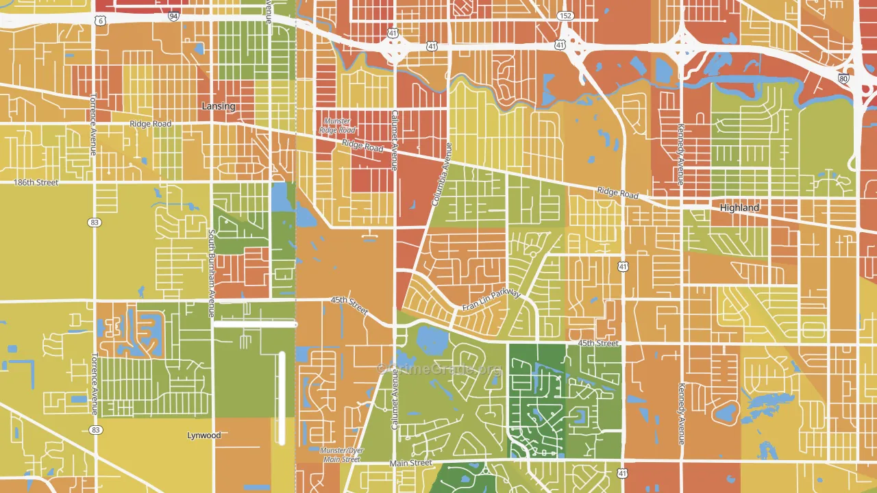 Munster, IN Map of Vandalism Rates