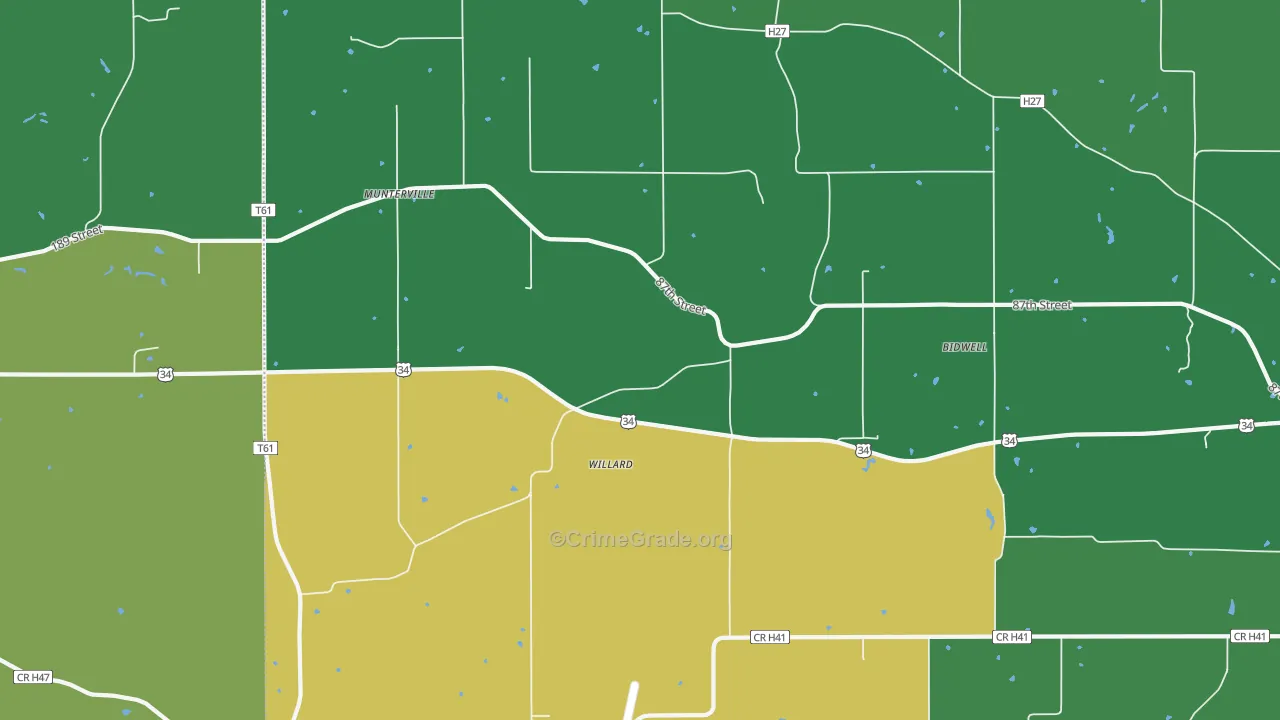 Munterville, IA Map of Vandalism Rates