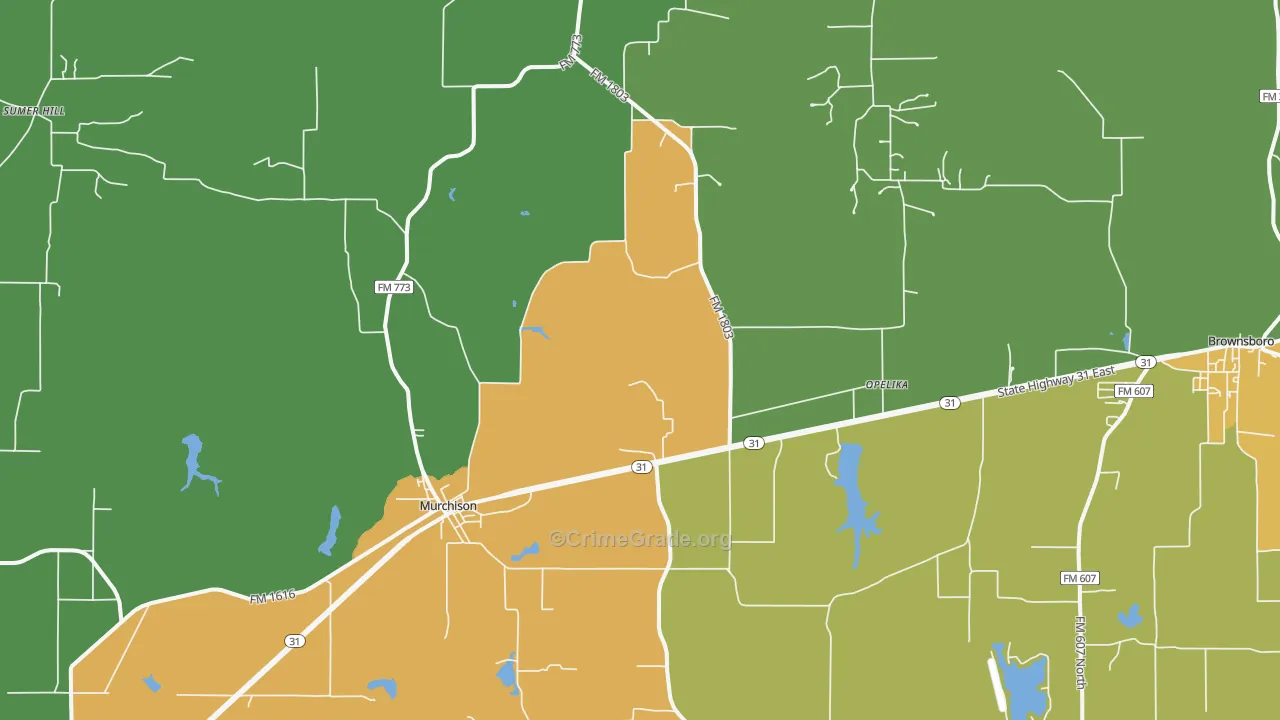 Murchison, TX Map of Vandalism Rates
