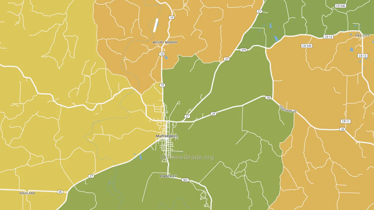 Murfreesboro, AR Map of Vandalism Rates