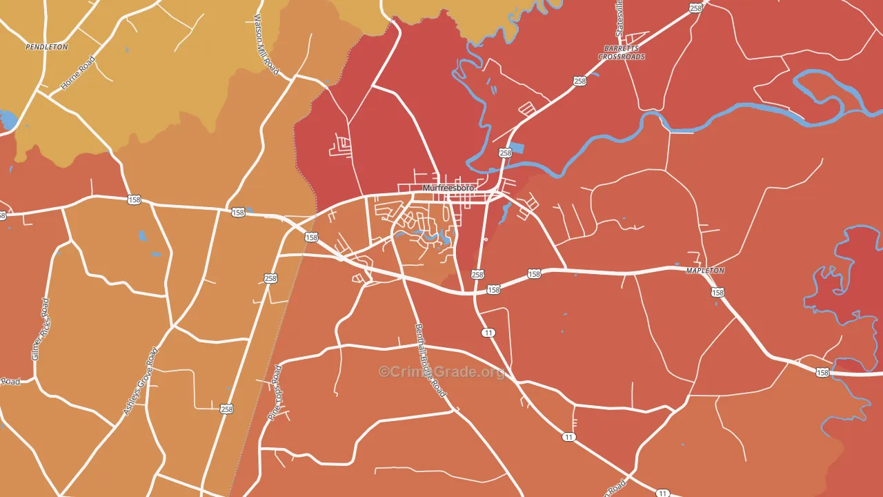 Murfreesboro, NC Map of Vandalism Rates