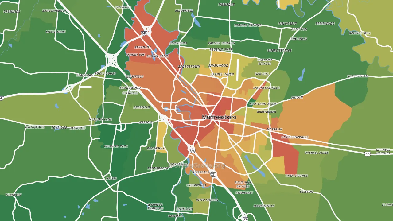Murfreesboro, TN Map of Vandalism Rates