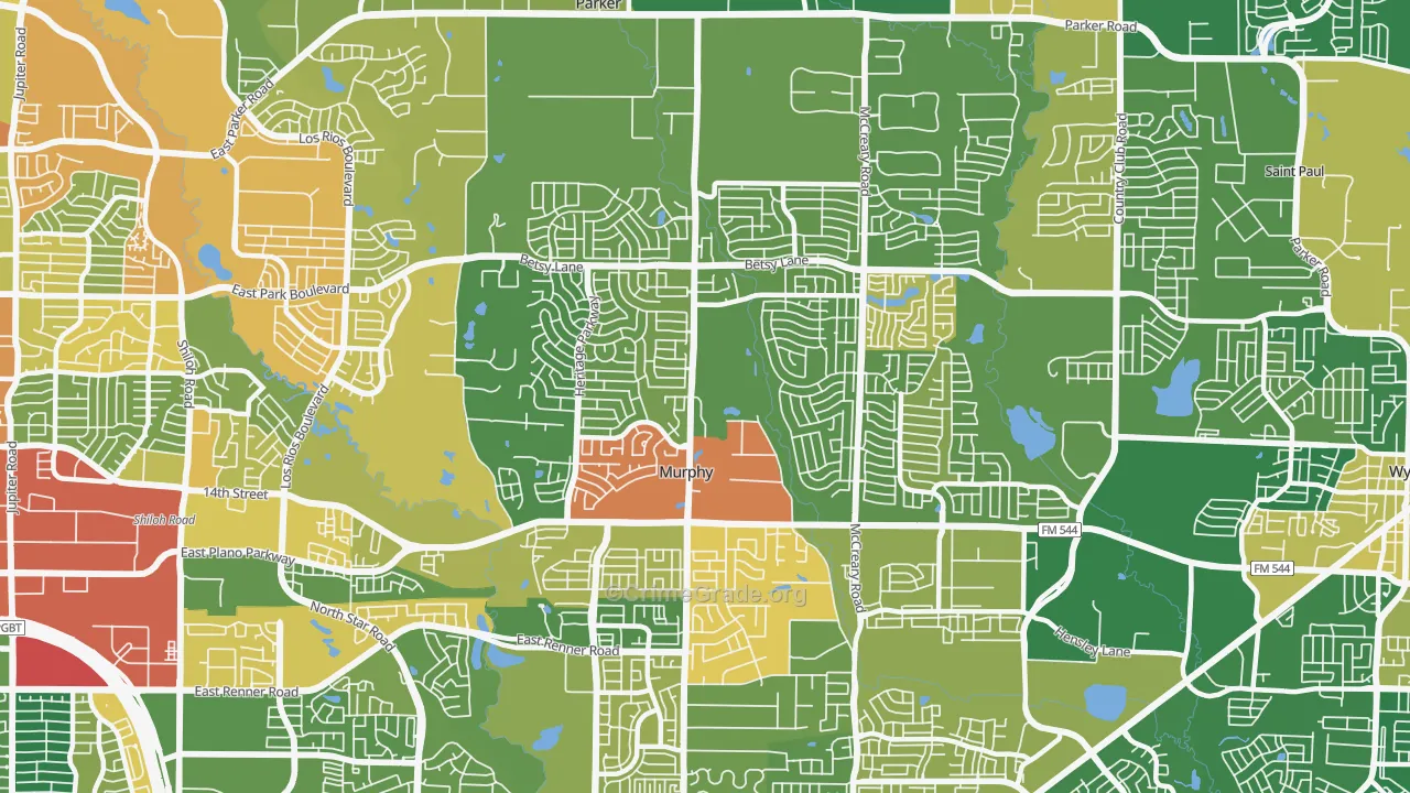 Murphy, TX Map of Vandalism Rates