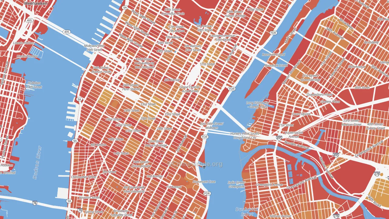 Murray Hill, Manhattan, NY Map of Vandalism Rates
