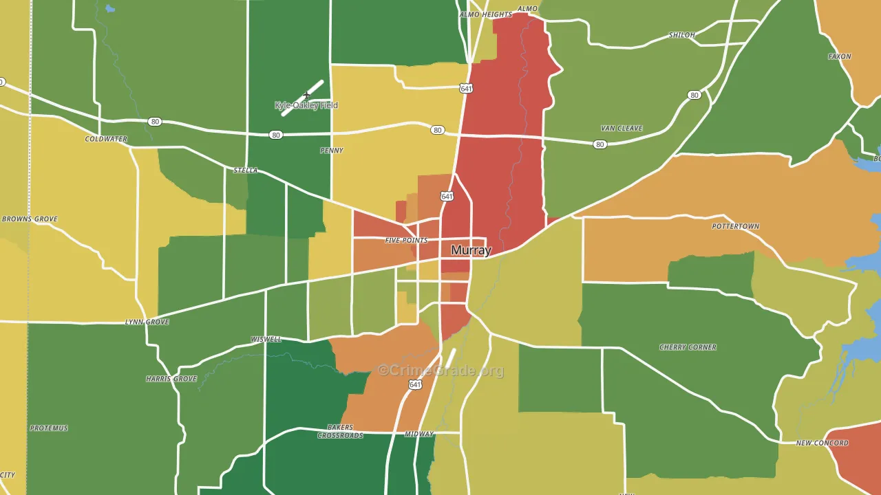 Murray, KY Map of Vandalism Rates