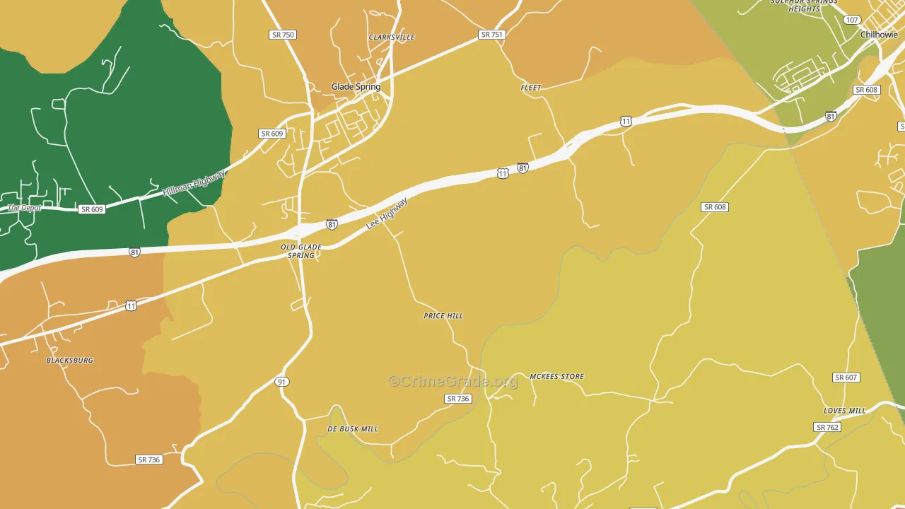 Murrayfield, VA Map of Vandalism Rates
