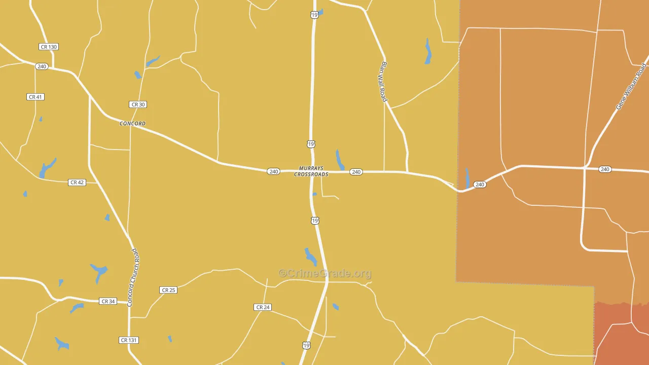 Murrays Crossroads, GA Map of Vandalism Rates