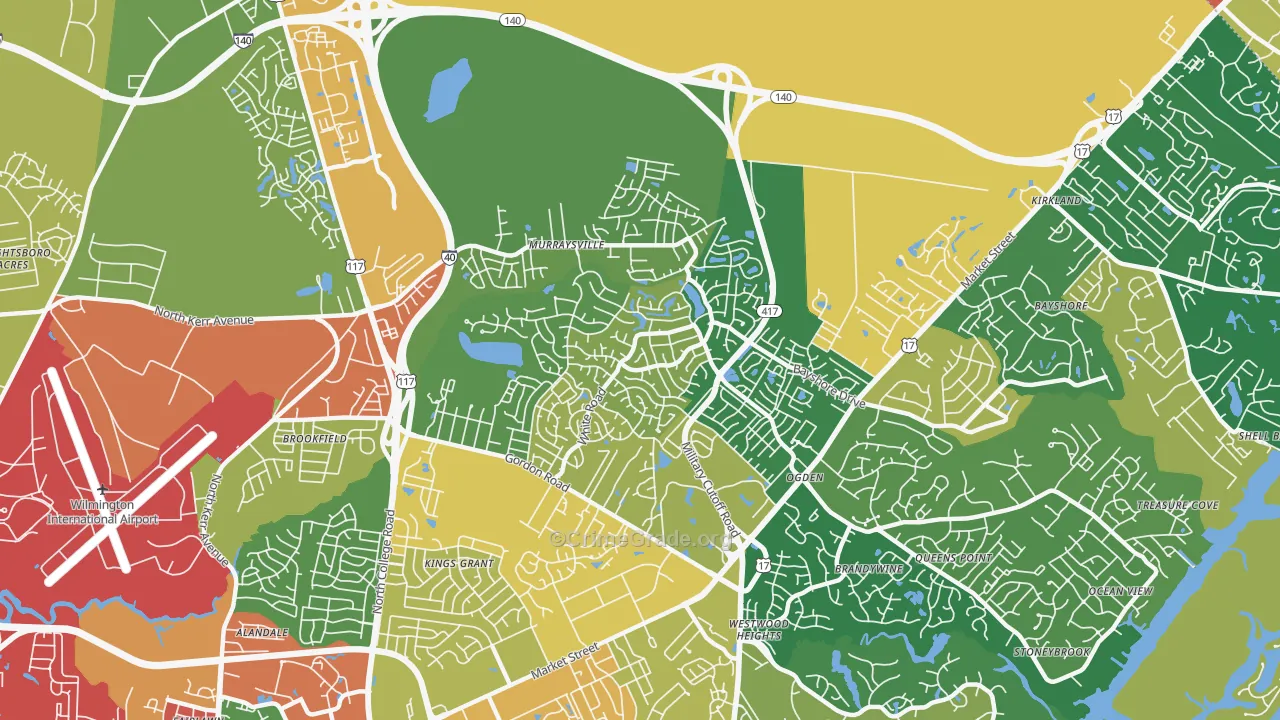 Murraysville, NC Map of Vandalism Rates