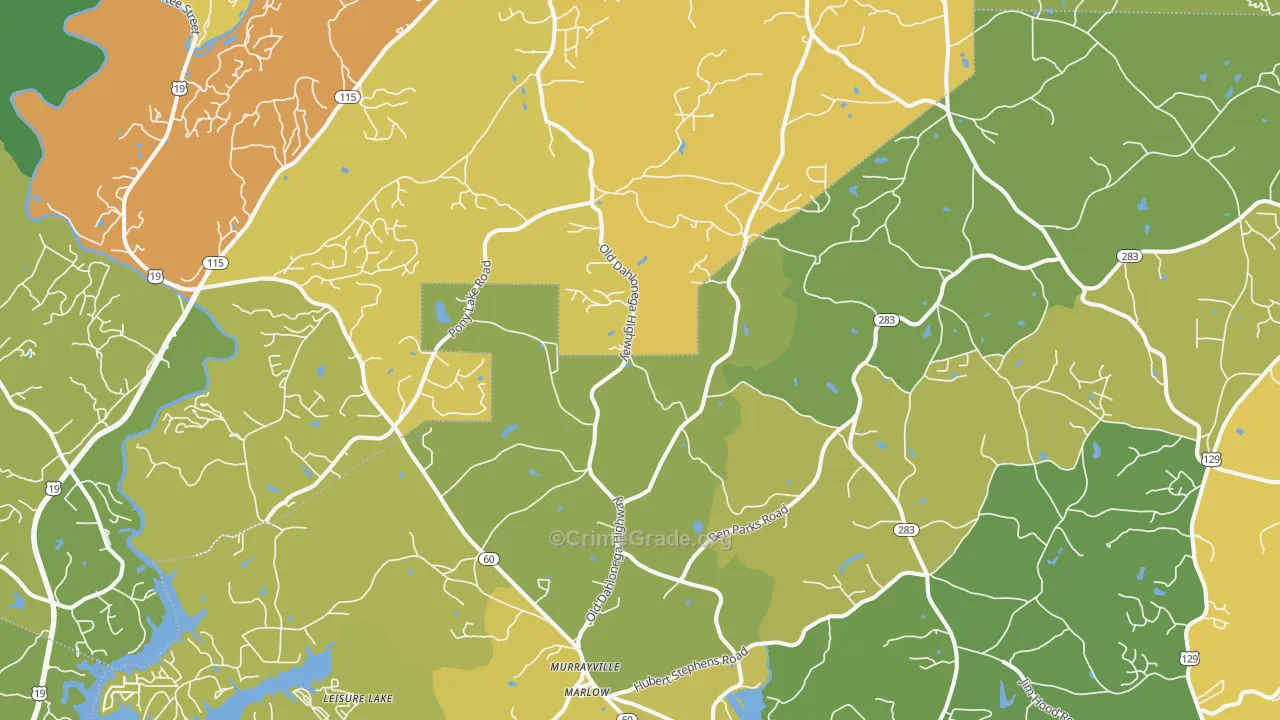 Murrayville, GA Map of Vandalism Rates