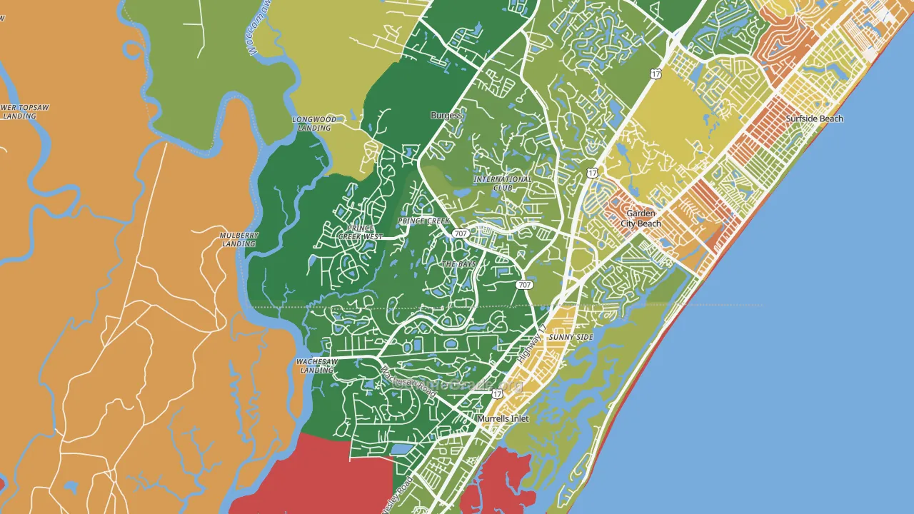 Murrells Inlet, SC Map of Vandalism Rates