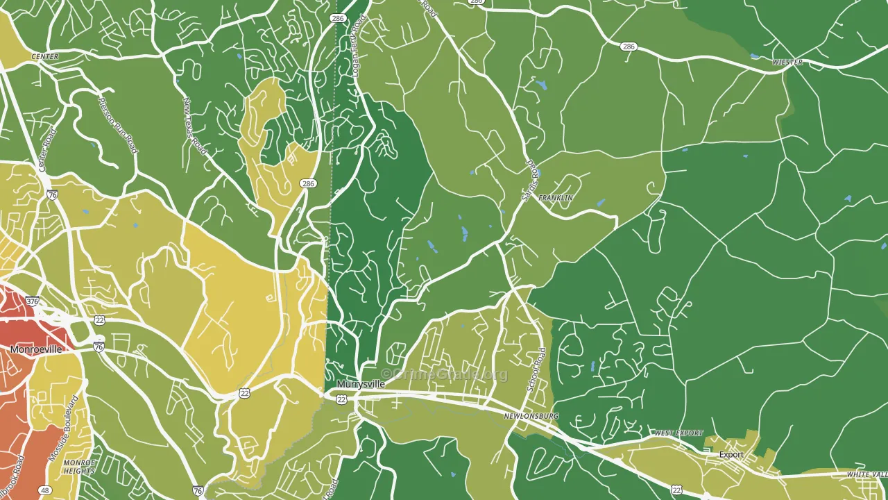 Murrysville, PA Map of Vandalism Rates
