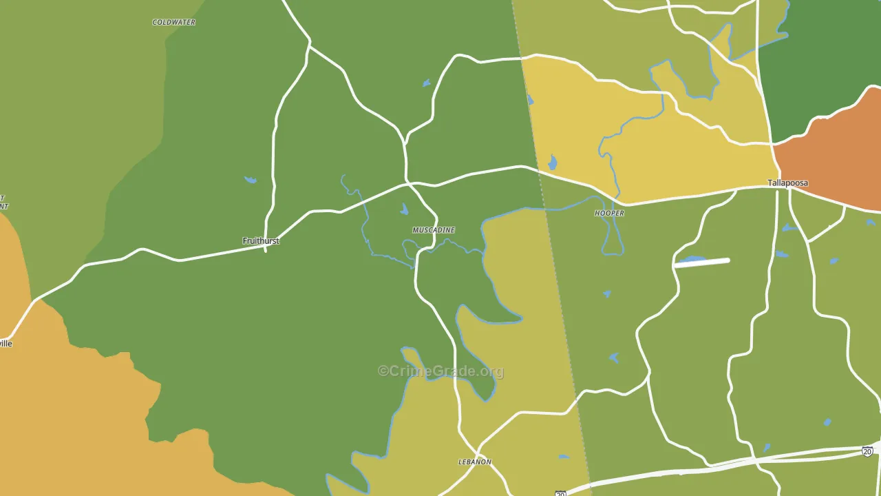 Muscadine, AL Map of Vandalism Rates