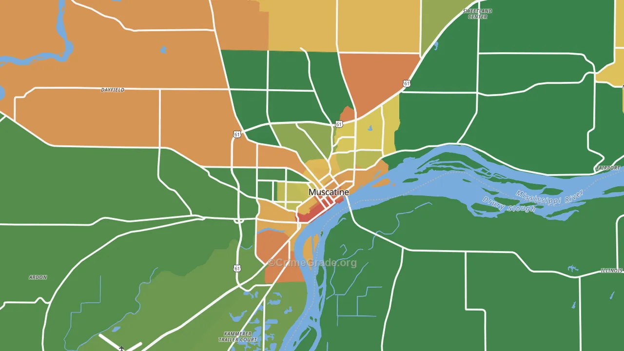 Muscatine, IA Map of Vandalism Rates