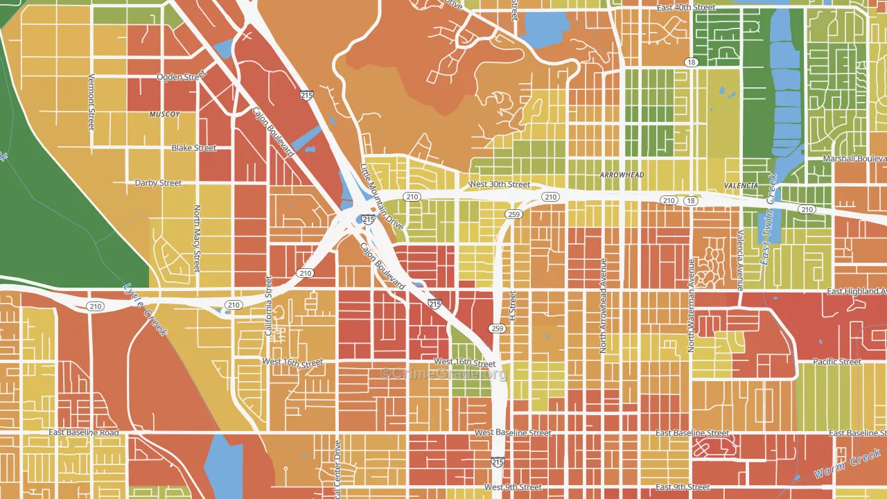 Muscupiabe, San Bernardino, CA Map of Vandalism Rates