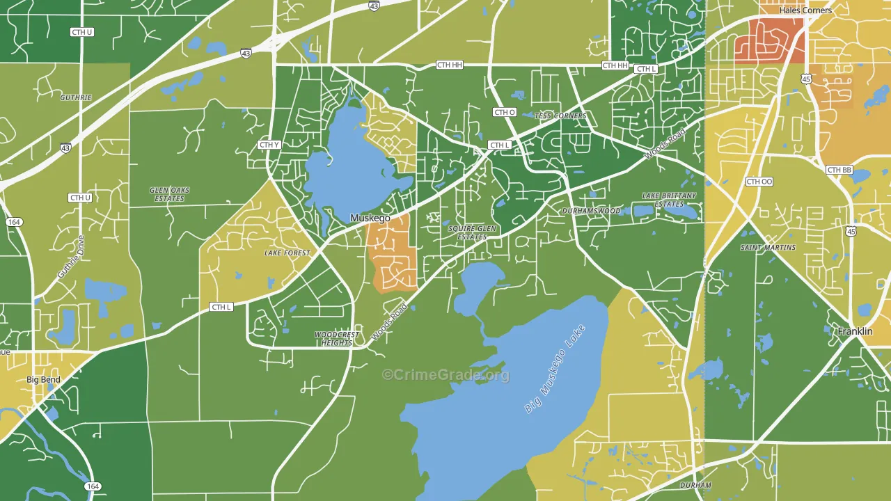 Muskego, WI Map of Vandalism Rates