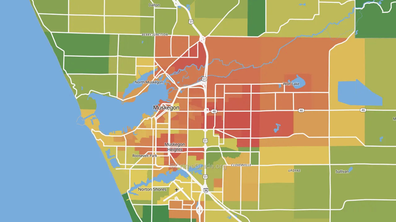 Muskegon, MI Map of Vandalism Rates