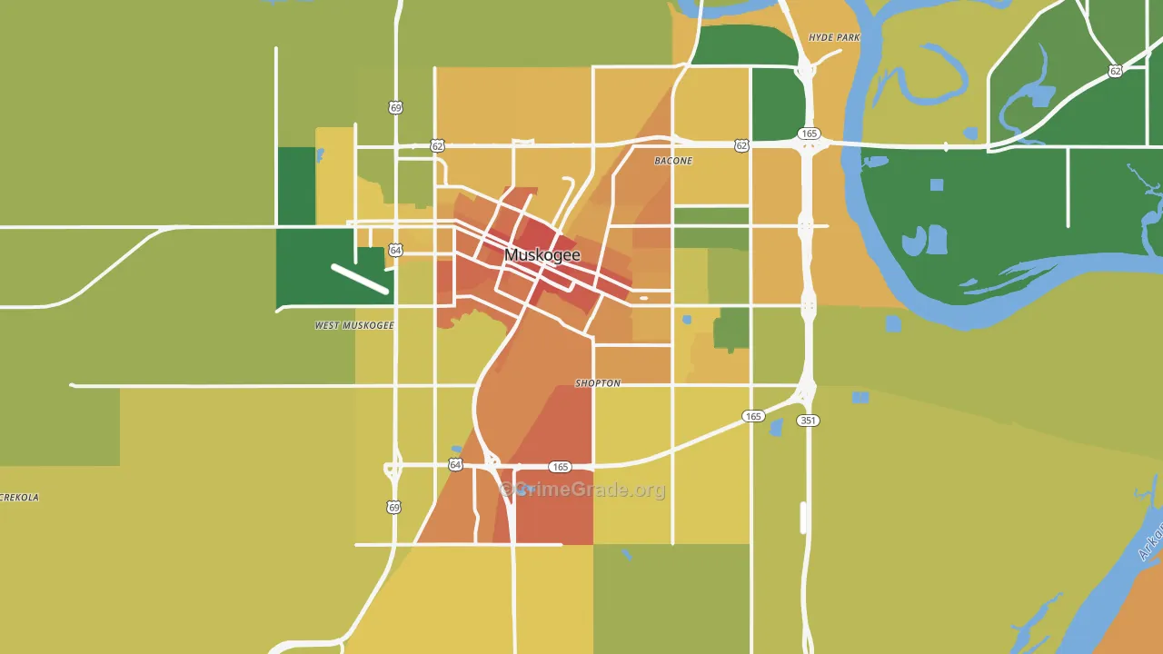 Muskogee, OK Map of Vandalism Rates