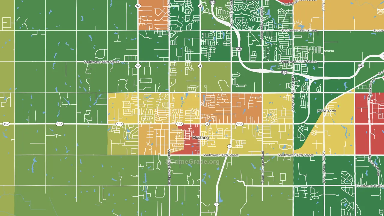 Mustang, OK Map of Vandalism Rates