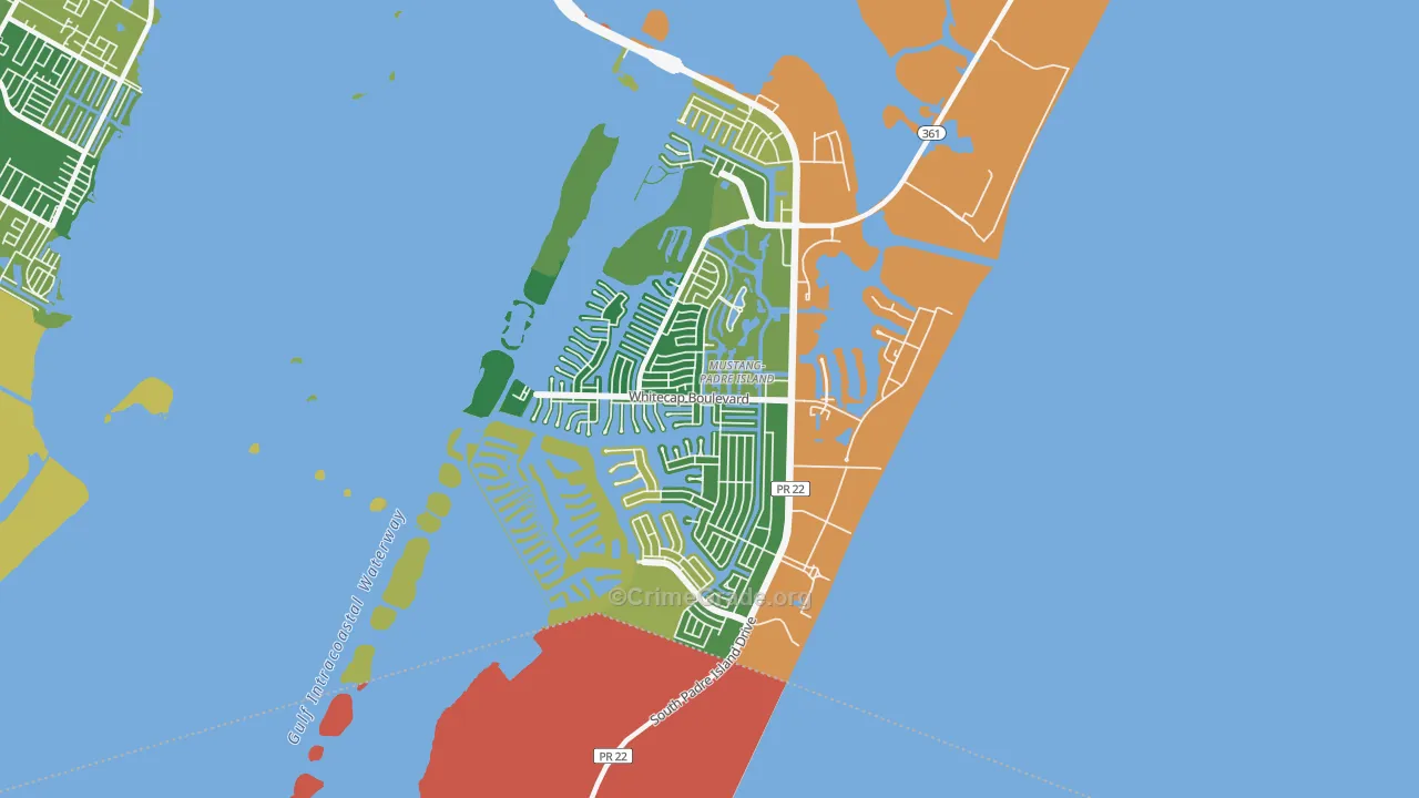 Mustang-Padre Island, Corpus Christi, TX Map of Vandalism Rates