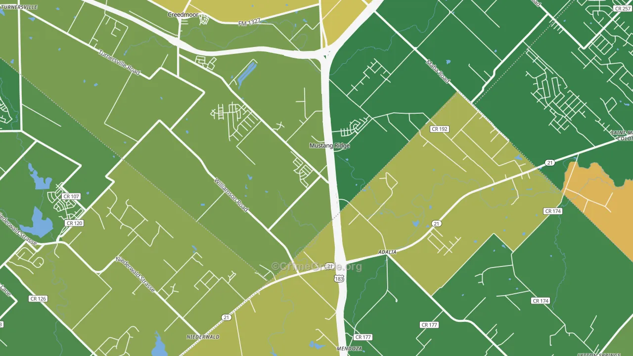 Mustang Ridge, TX Map of Vandalism Rates