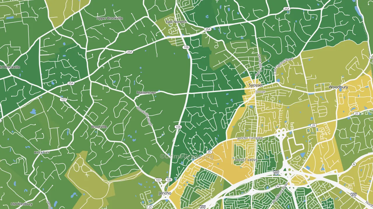 Muttontown, NY Map of Vandalism Rates