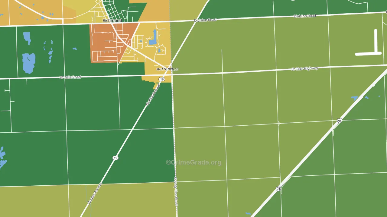Muttonville, MI Map of Vandalism Rates