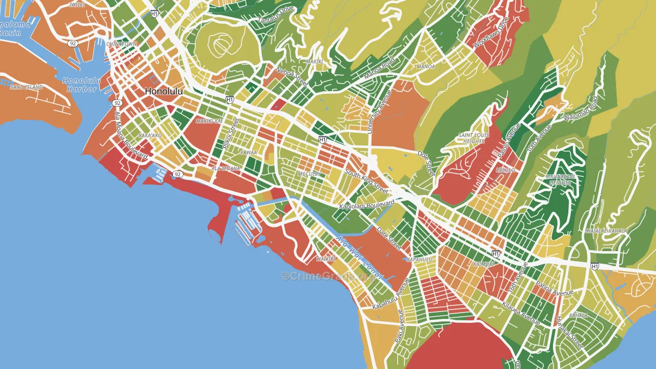 Mxcully-Moiliili, Honolulu, HI Map of Vandalism Rates