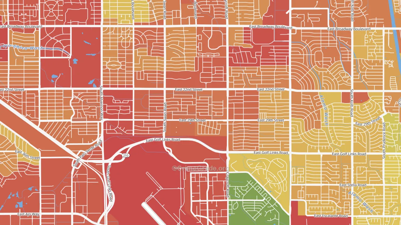 Myers, Tucson, AZ Map of Vandalism Rates