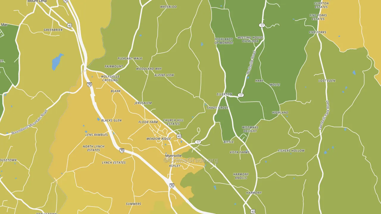 Myersville, MD Map of Vandalism Rates