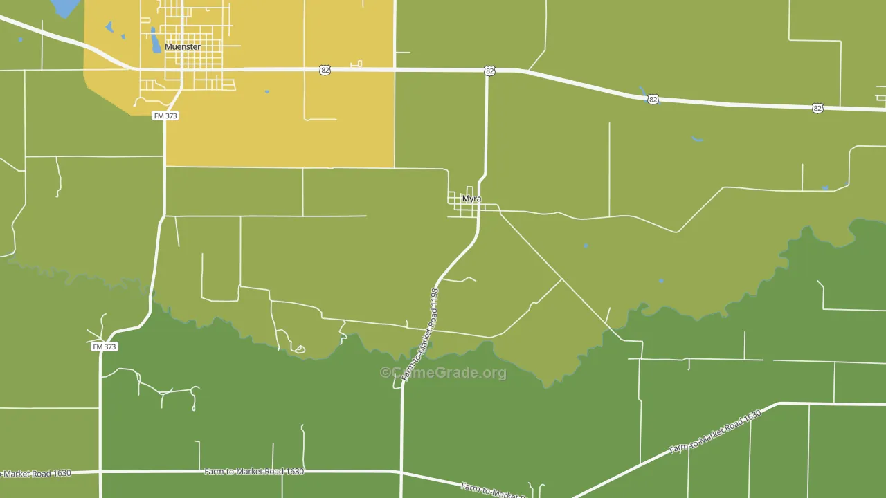 Myra, TX Map of Vandalism Rates
