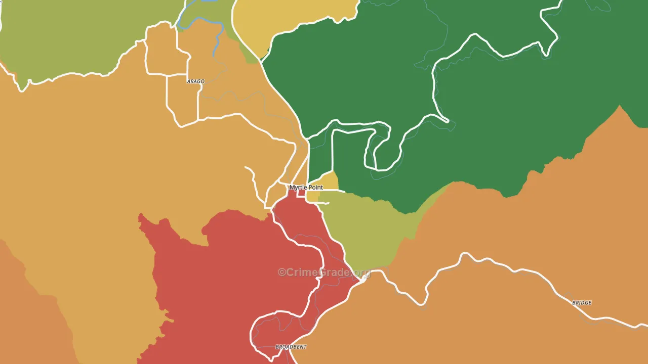 Myrtle Point, OR Map of Vandalism Rates
