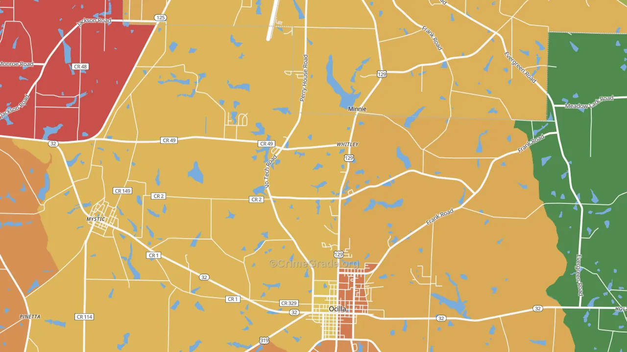 Mystic, GA Map of Vandalism Rates