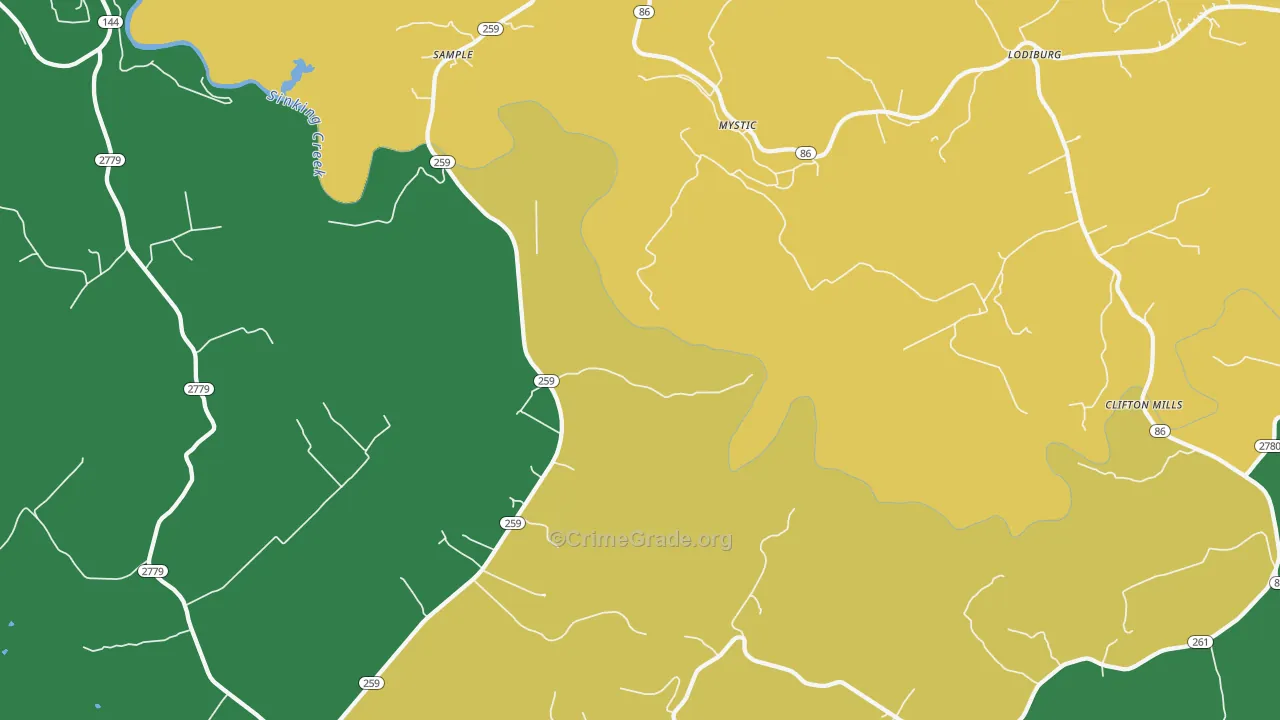 Mystic, KY Map of Vandalism Rates