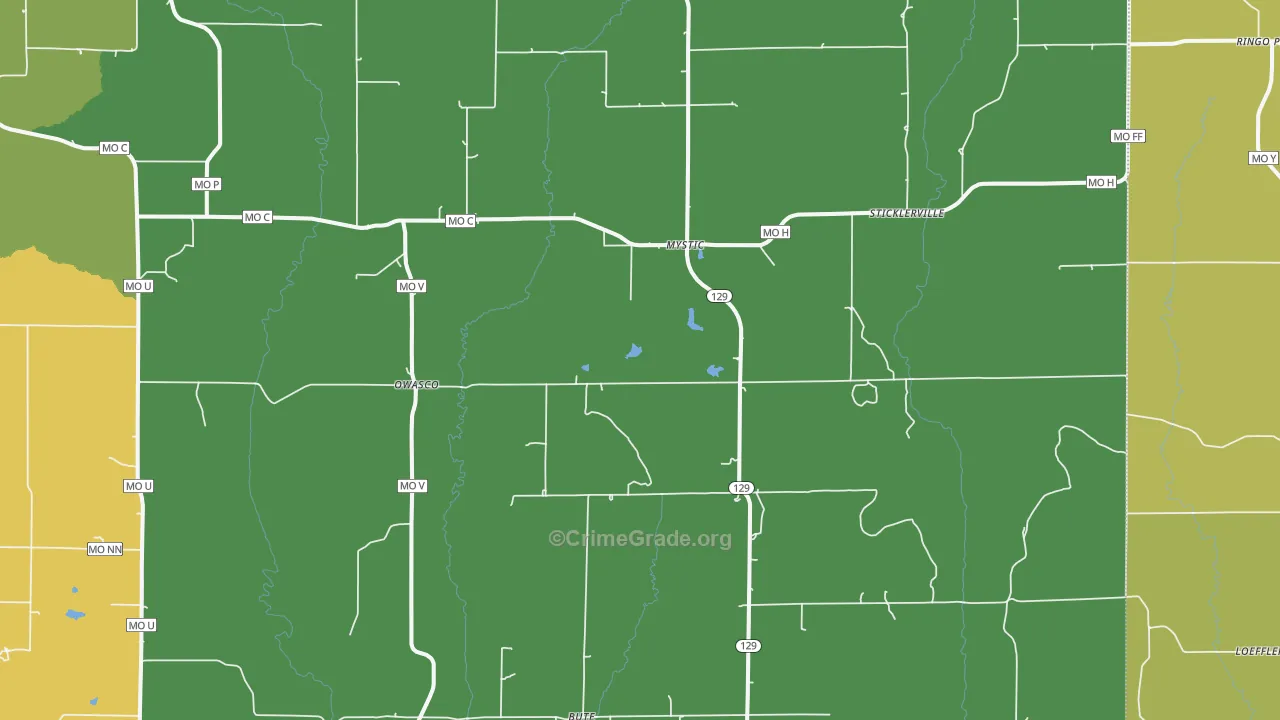 Mystic, MO Map of Vandalism Rates