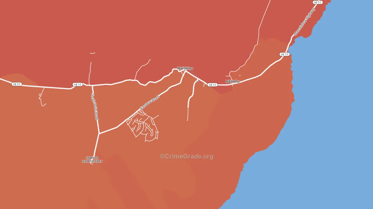 Naalehu, HI Map of Vandalism Rates