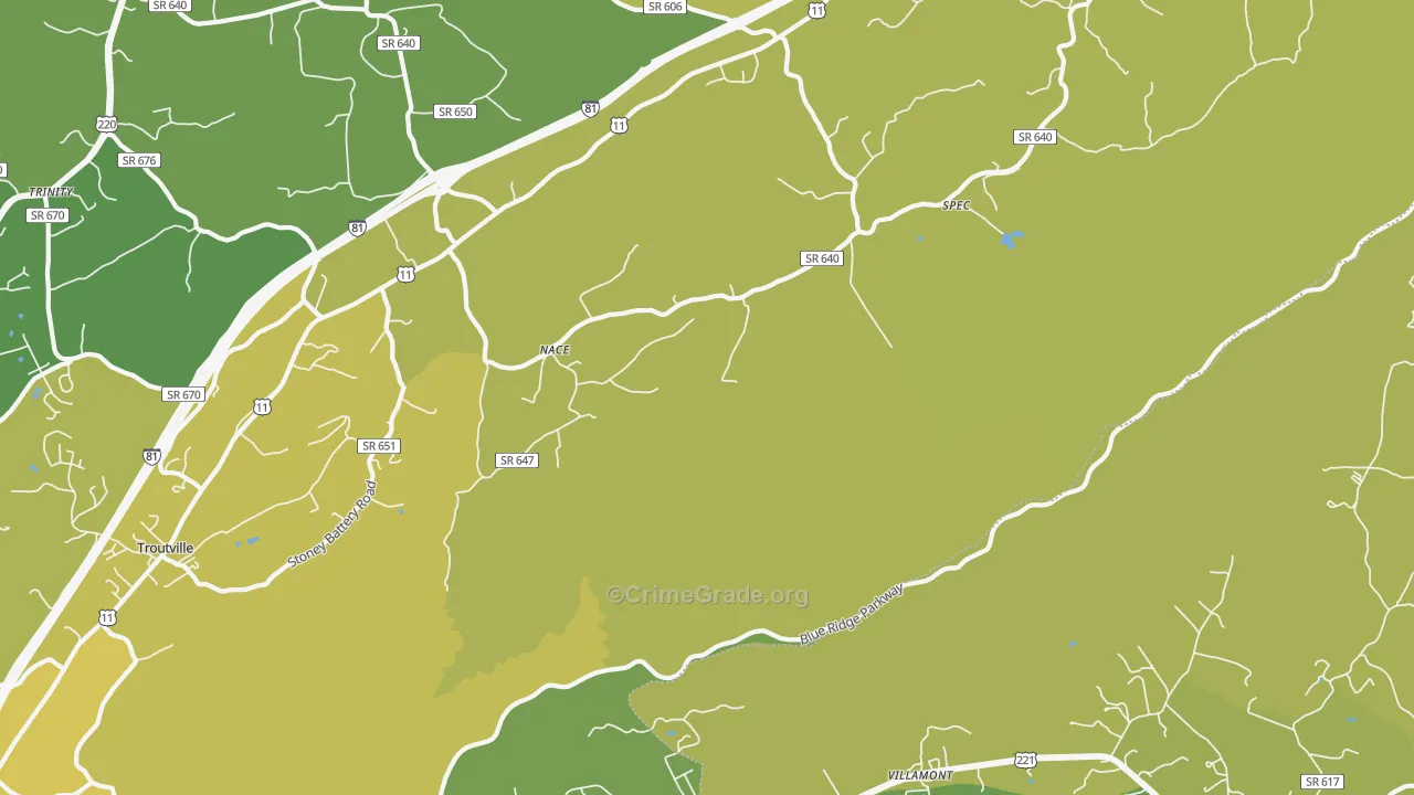 Nace, VA Map of Vandalism Rates