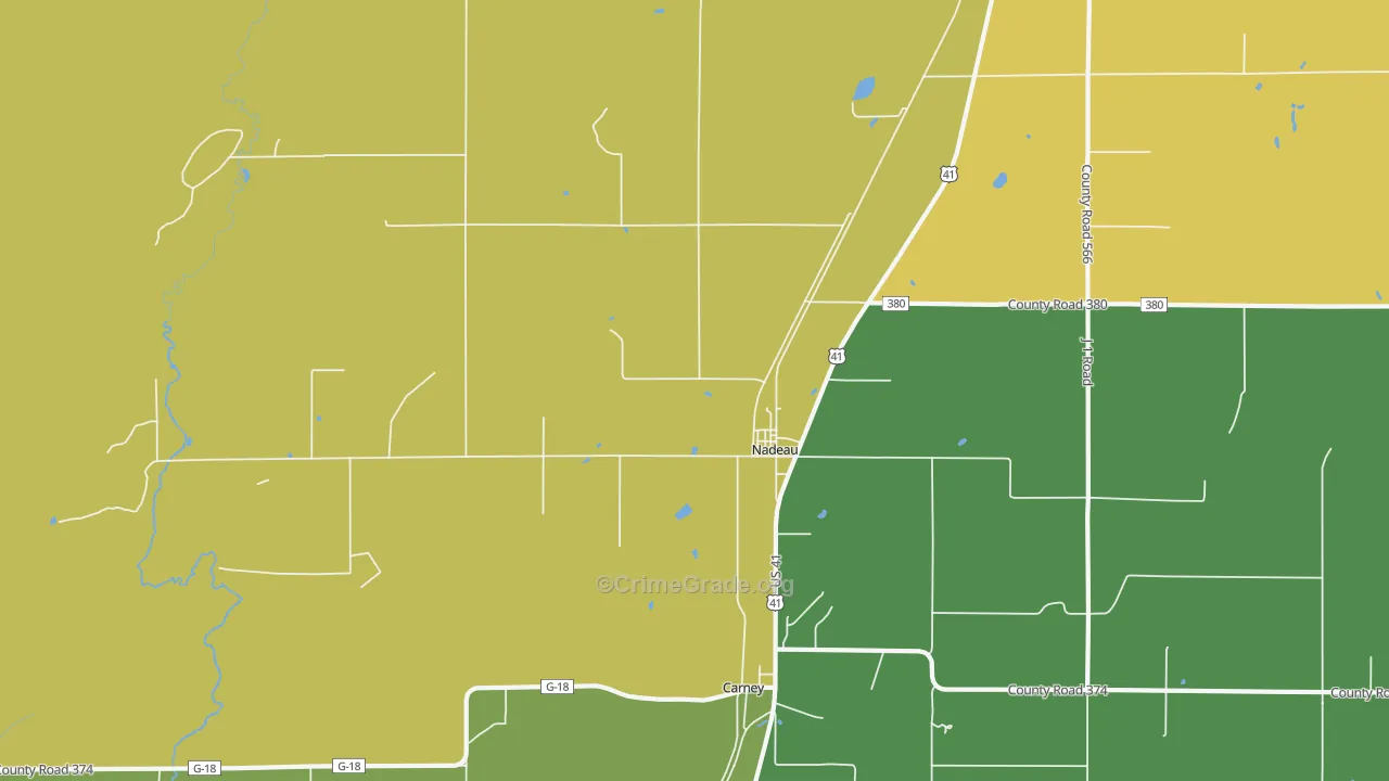 Nadeau, MI Map of Vandalism Rates