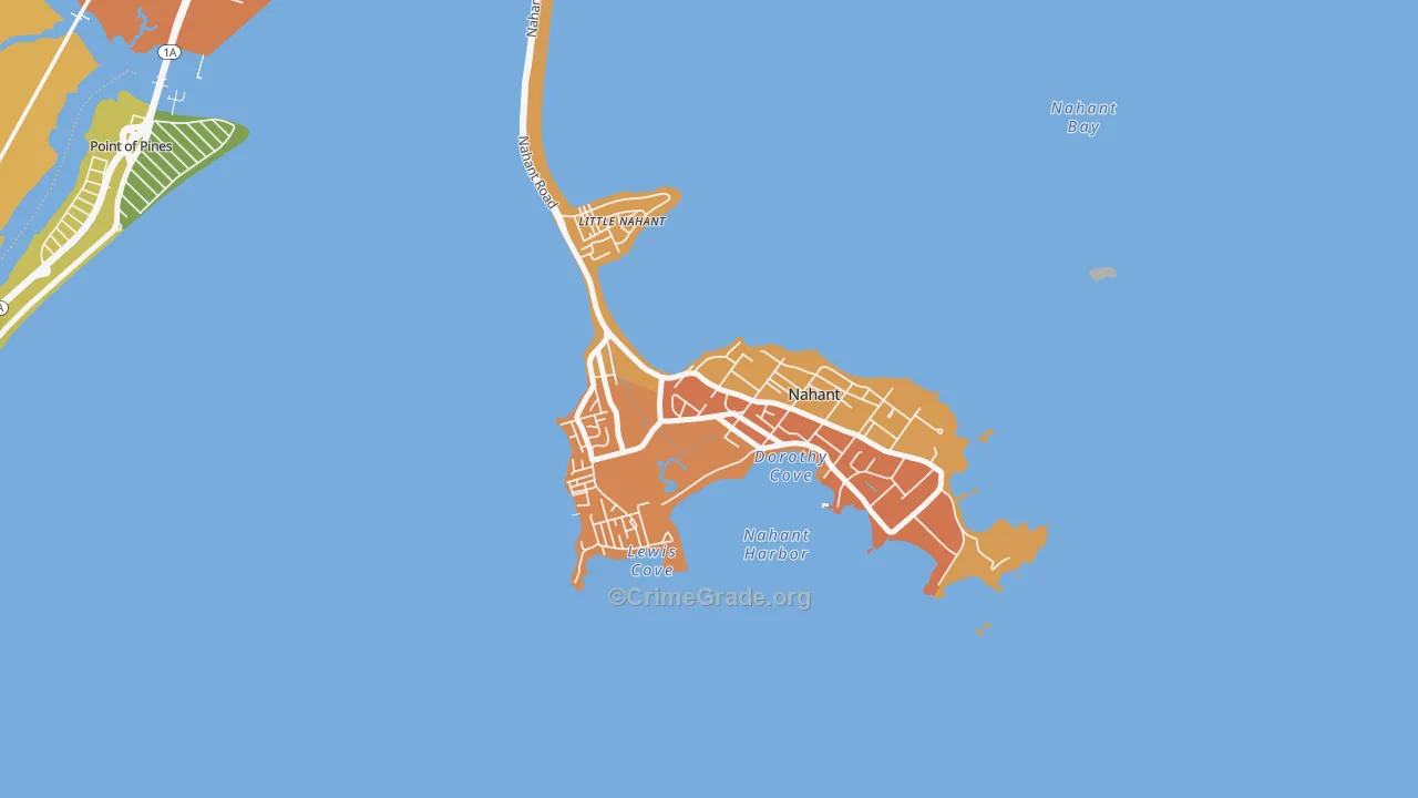 Nahant, MA Map of Vandalism Rates