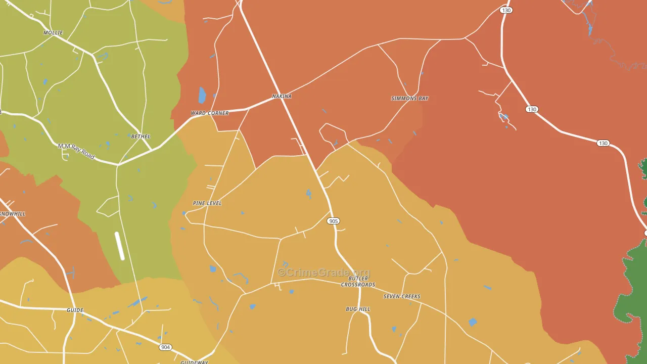 Nakina, NC Map of Vandalism Rates