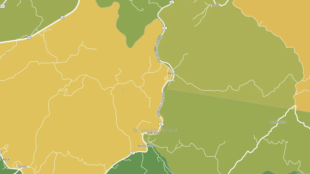 Nallen, WV Map of Vandalism Rates