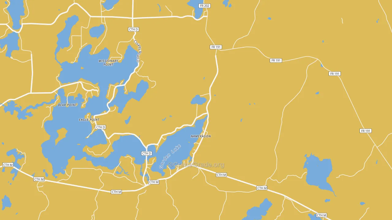 Namekagon, WI Map of Vandalism Rates