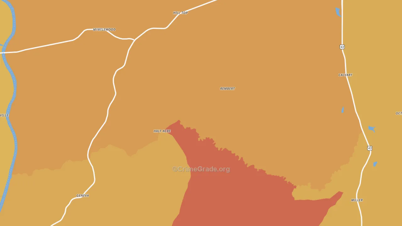 Nanafalia, AL Map of Vandalism Rates