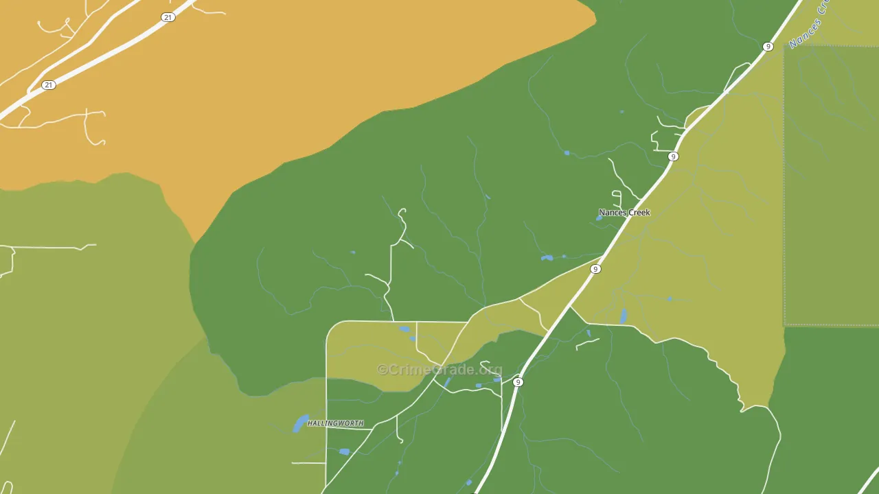 Nances Creek, AL Map of Vandalism Rates