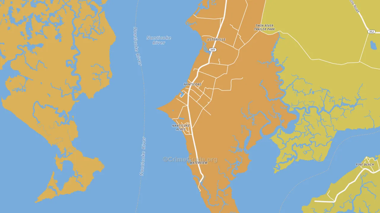 Nanticoke, MD Map of Vandalism Rates